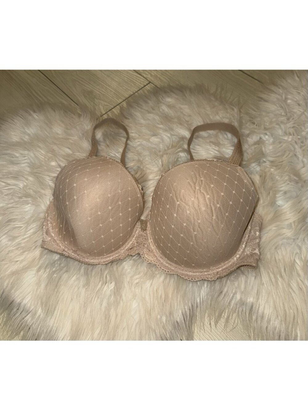 Wacoal 853115 Reveal Contour Bra Mesh Lace Lined Underwire Womens 36DD Beige